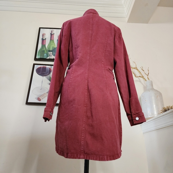 🔥Le Jean Eliza Brown Denim Asymmetrical Hem Shirtdress - Picture 12 of 16